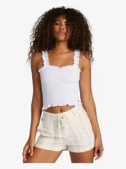 Roxy Sunday Mind Smocked Strappy In White Tank Top