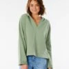 Rip Curl Organic Fleece Hood In Green Sweatshirt