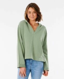 Rip Curl Organic Fleece Hood In Green Sweatshirt
