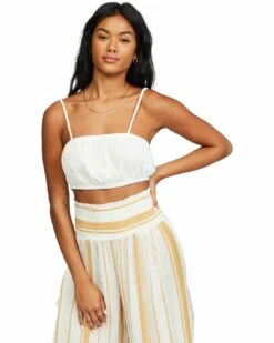 Billabong Tiny Tropics Knit Bralette In Salt Crystal Tank Top