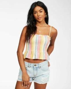 Billabong Keep Your Cool Woven Crop Top In Multi Tank Top