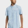 Quiksilver Island Vibrations In Blue Woven Shirt