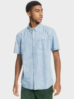 Quiksilver Island Vibrations In Blue Woven Shirt