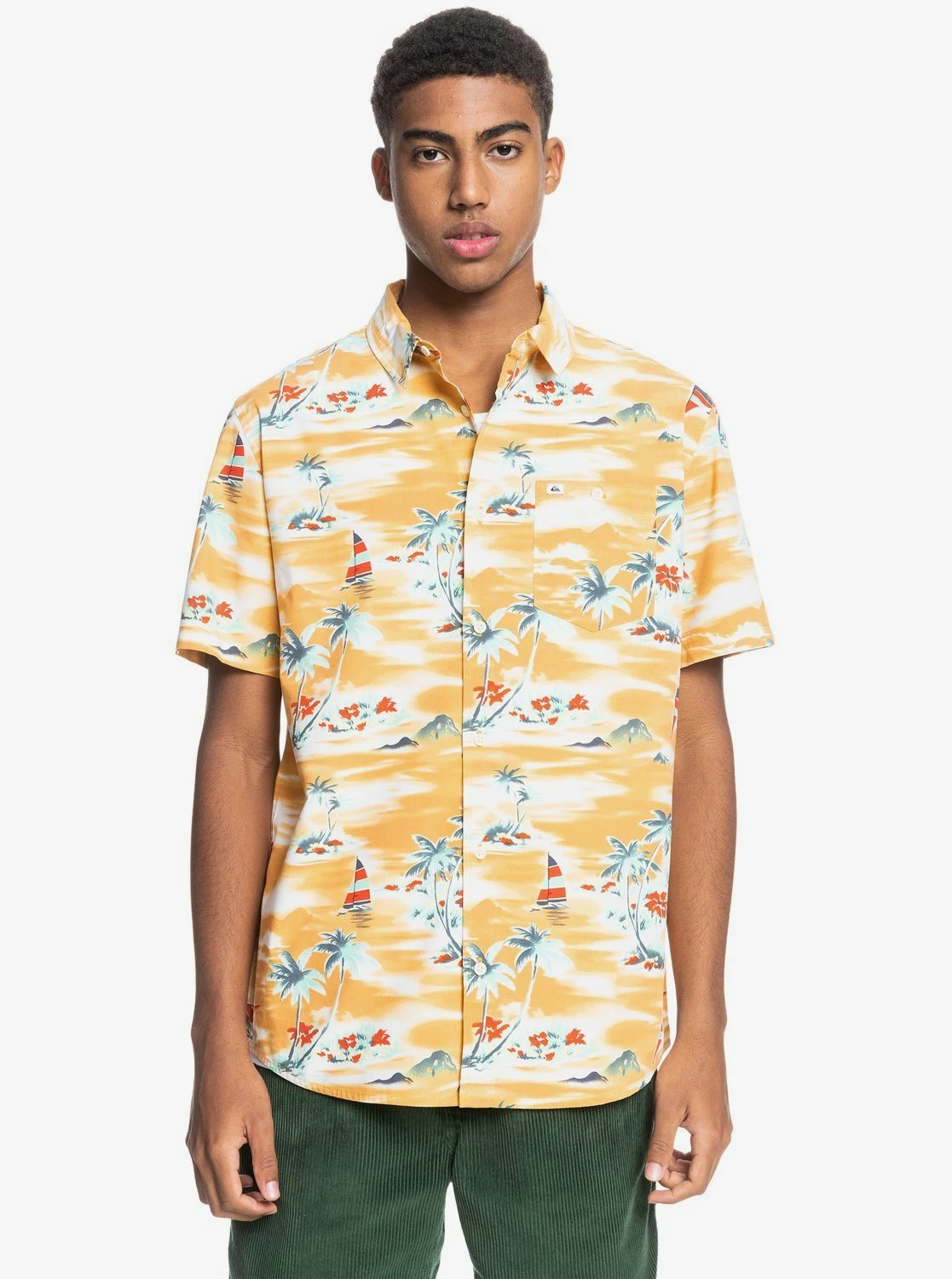 Quiksilver Island Hopper In Orange Woven Shirt 1 Quiksilver Island Hopper In Orange Woven Shirt