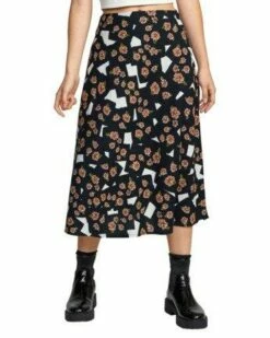 RVCA Floral Pop Midi In Black Skirt