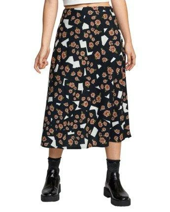 RVCA Floral Pop Midi In Black Skirt 1 RVCA Floral Pop Midi In Black Skirt