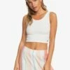 Roxy Good Keepsake Cropped In White Tank Top