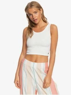Roxy Good Keepsake Cropped In White Tank Top