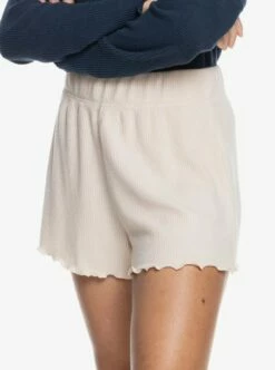 Roxy Cozy Day Rib Knit Lounge In Tapioca Shorts