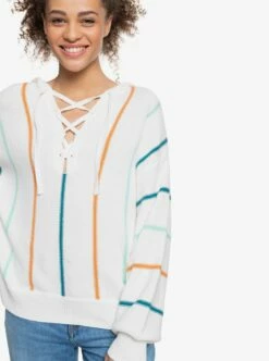 Roxy Bay Of Rainbows Hoodie In White Sweater