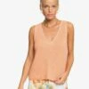Roxy Bright Place Sleeveless In Coral Sweater