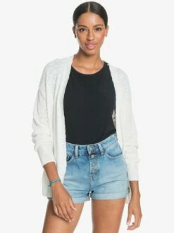 Roxy Valley Tones Cardigan In White Sweater