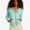 Roxy Easy Evening B Zip-Up In Green Sweatshirt