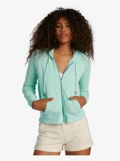 Roxy Easy Evening B Zip-Up In Green Sweatshirt