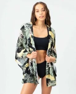 Rip Curl Coastal Palms Kimono In Black Shirt