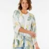 Rip Curl Coastal Palms Kimono In White Shirt