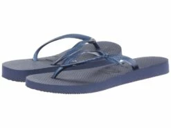 Havaianas Slim Crystal Glamour Sw Flip Flops (navy Blue)