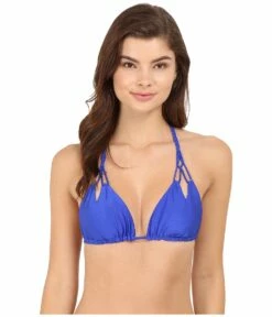 Cosita Buena Reversible Zigzag Knotted Cut Triangle Top (electric Blue)