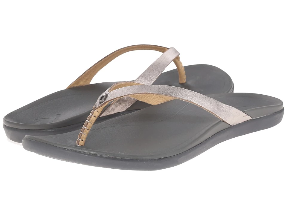 OluKai Ho'opio Leather (sliver/charcoal) 1 OluKai Ho'opio Leather (sliver/charcoal)