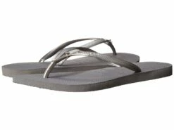 Havaianas Slim Crystal Glamour Sw Flip Flops (steel Grey)