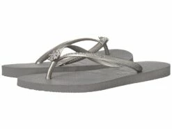 Havaianas Slim Crystal Poem Flip Flops (steel Grey)